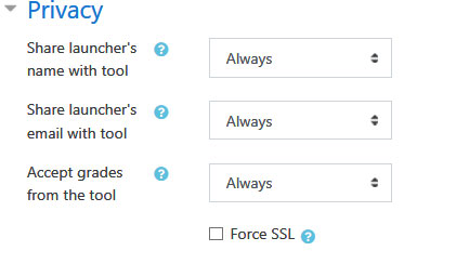 External tool privacy settings